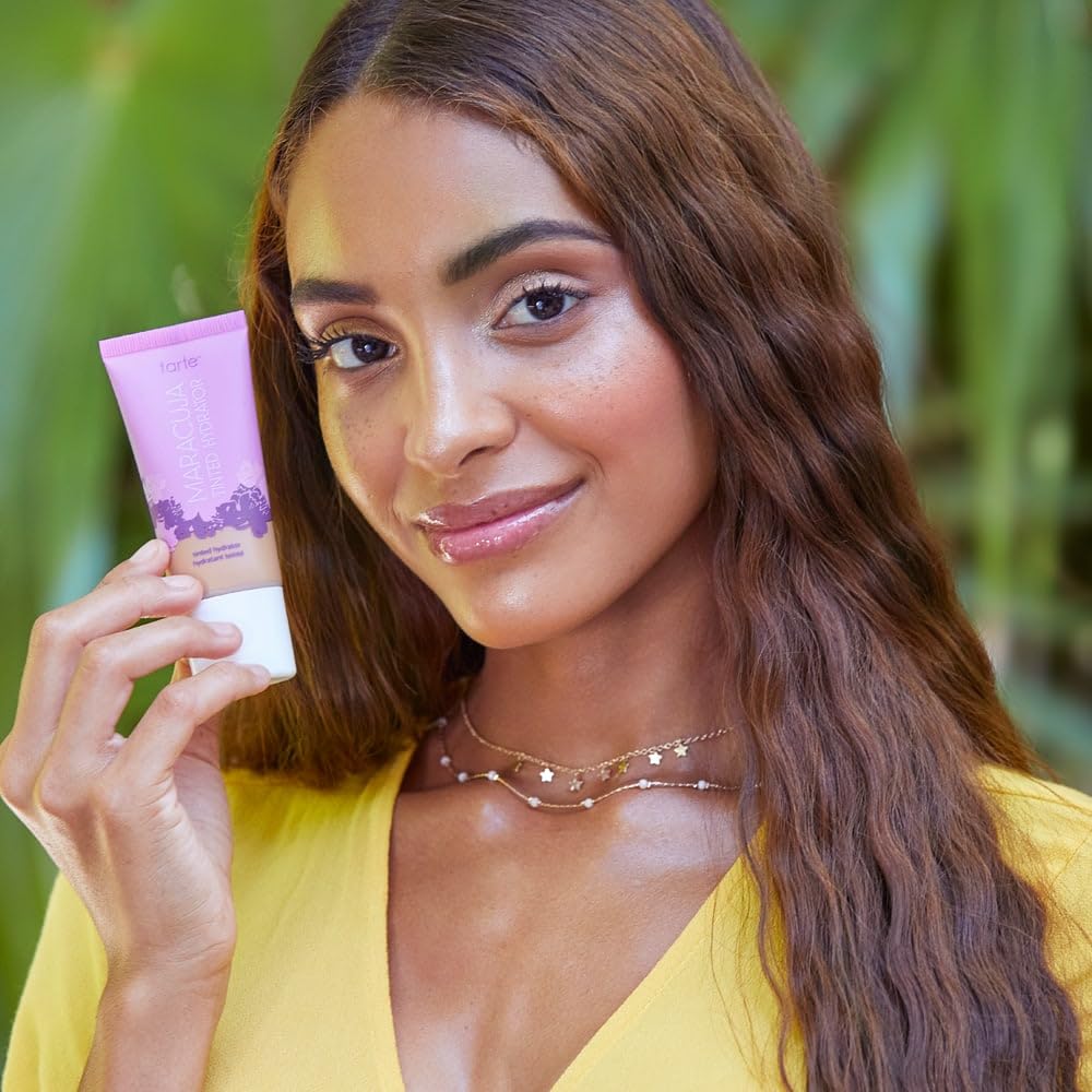 tarte maracuja tinted moisturizer – Lightweight Sheer Foundation with Buildable Longwear Coverage, Hyaluronic Acid for Hydrated Skin, Vegan & Cruelty-Free, full size, 36H medium-tan honey - dailyvitalstore
