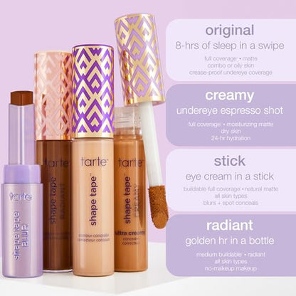 tarte Shape Tape Concealer – Full-Coverage Creaseless Soft Matte Finish, Brightening Under-Eye & Face Makeup, 16hr Longwear, Vegan & Cruelty-Free, Full Size, 16N fair-Light Neutral - dailyvitalstore