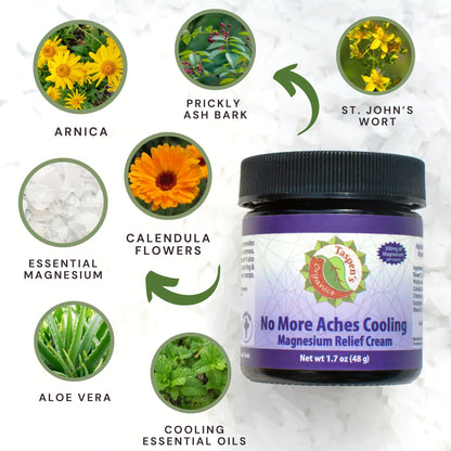 Taspen’s Organics Magnesium No More Aches Cooling Cream – Topical Magnesium Cream for Muscle Relief, Sore Muscles & Post-Workout Recovery with Arnica, Herbs & Essential Oils - dailyvitalstore
