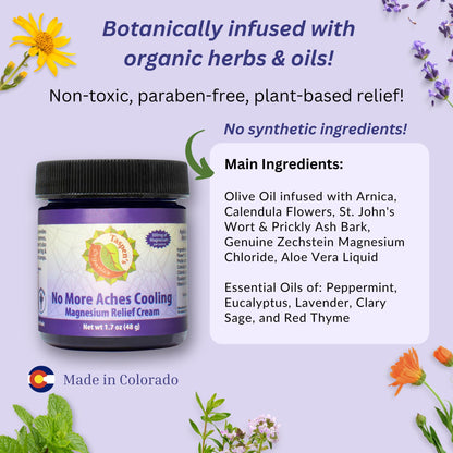Taspen’s Organics Magnesium No More Aches Cooling Cream – Topical Magnesium Cream for Muscle Relief, Sore Muscles & Post-Workout Recovery with Arnica, Herbs & Essential Oils - dailyvitalstore