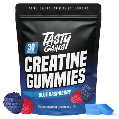 TASTY GAINS Creatine Gummies - 90g of Creatine Monohydrate - Workout Supplements - Build Muscle & Boost Strength for Men & Women - Made in USA - dailyvitalstore