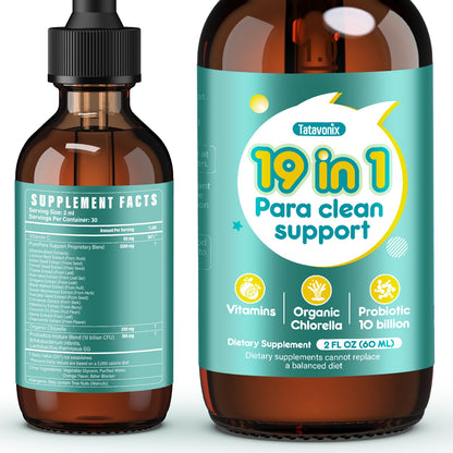 Tatavonix 19 in 1 Herbal Gut Cleanse Drops – Wormwood, Black Walnut, Chlorella 250mg, 10B Probiotics, Clove & Oregano - dailyvitalstore