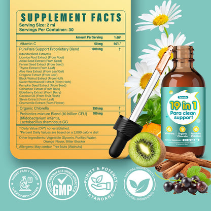 Tatavonix 19 in 1 Herbal Gut Cleanse Drops – Wormwood, Black Walnut, Chlorella 250mg, 10B Probiotics, Clove & Oregano – Liquid Detox Support for Adults & Kids, Alcohol-Free, 4oz - dailyvitalstore