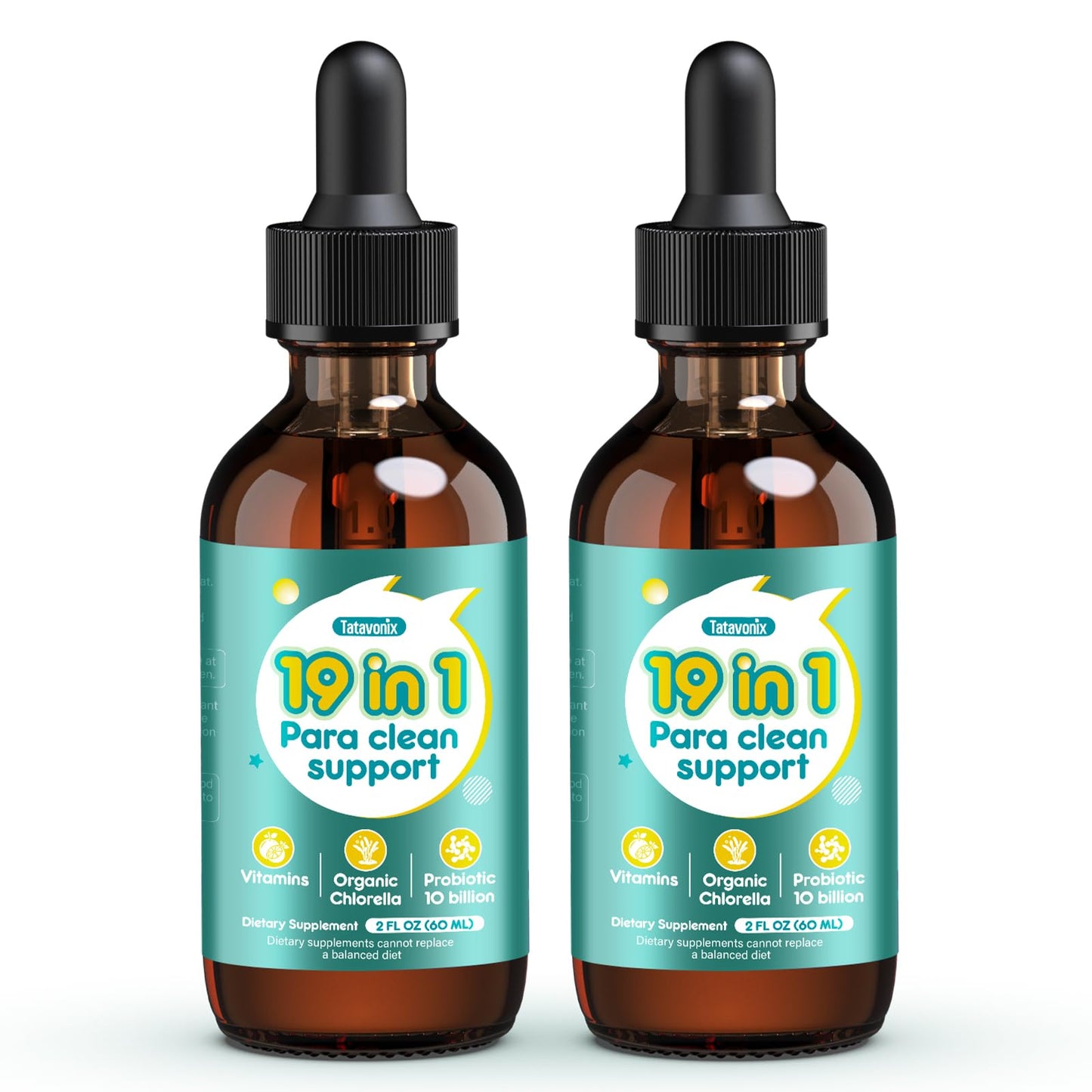 Tatavonix 19 in 1 Herbal Gut Cleanse Drops – Wormwood, Black Walnut, Chlorella 250mg, 10B Probiotics, Clove & Oregano – Liquid Detox Support for Adults & Kids, Alcohol-Free, 4oz - dailyvitalstore