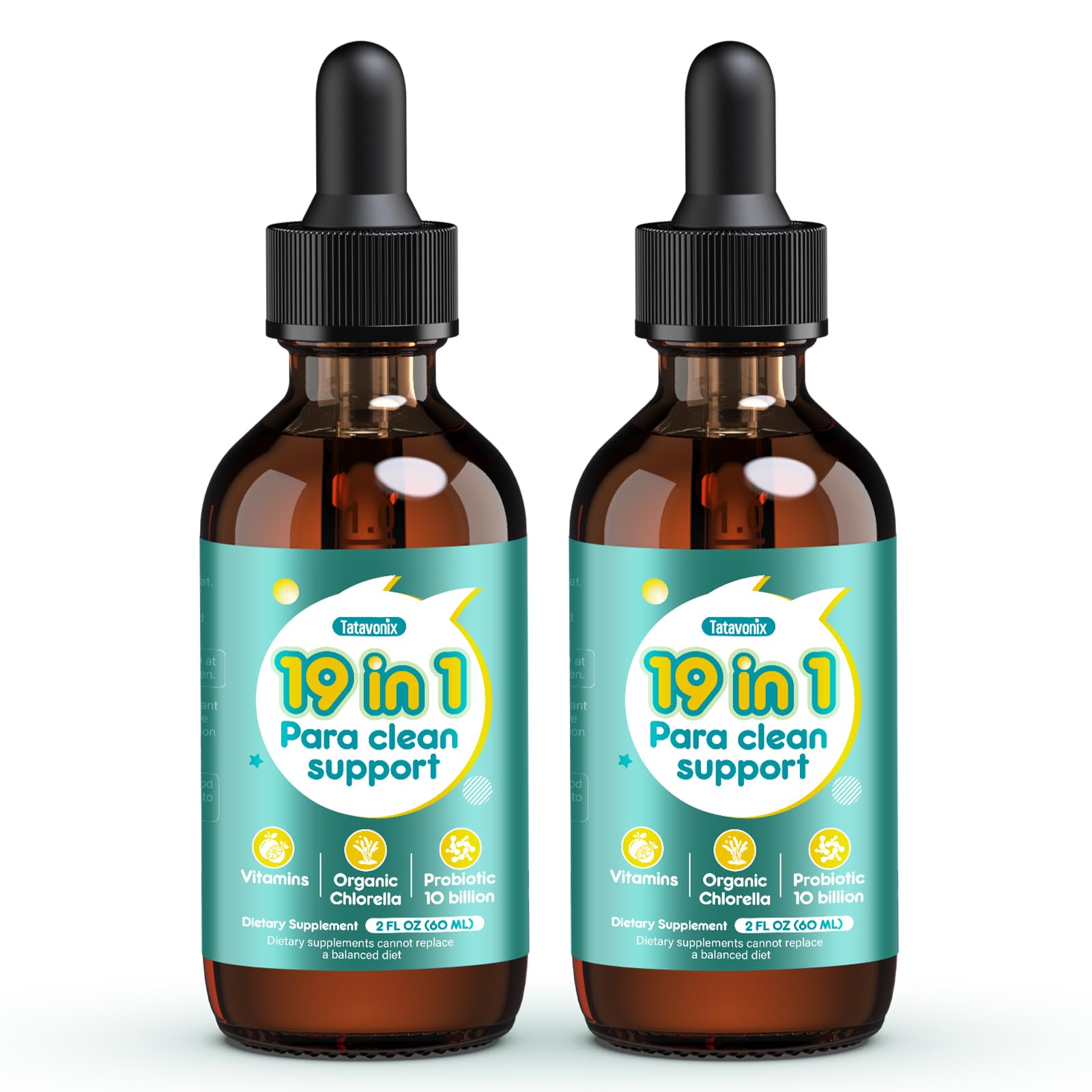 Tatavonix 19 in 1 Herbal Gut Cleanse Drops – Wormwood, Black Walnut, Chlorella 250mg, 10B Probiotics, Clove & Oregano – Liquid Detox Support for Adults & Kids, Alcohol-Free, 4oz - dailyvitalstore