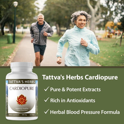 Tattva's Herbs Cardiopure Herbal Ayurvedic Supplement Vegetarian Capsules, Ashwagandha, Rauwolfia, & Arjuna Full Spectrum Co2 Extracts, Veggie Capsules, 240 Count, 25 Years of Premium Service - dailyvitalstore