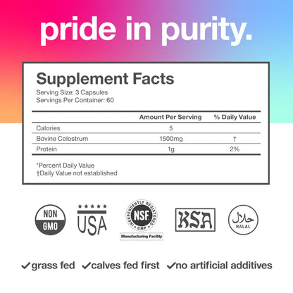 TBR Labs Pure Bovine Colostrum 180 Capsules - Antibiotic and Hormone Free - USA Sourced - All Natural - 100% First Milking - dailyvitalstore