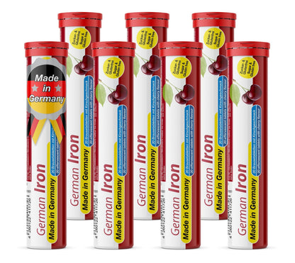 T&D German Iron 14 mg - 140 Vegan Drink Effervescent Tablets - Cherry Flavor - Made in Germany - dailyvitalstore