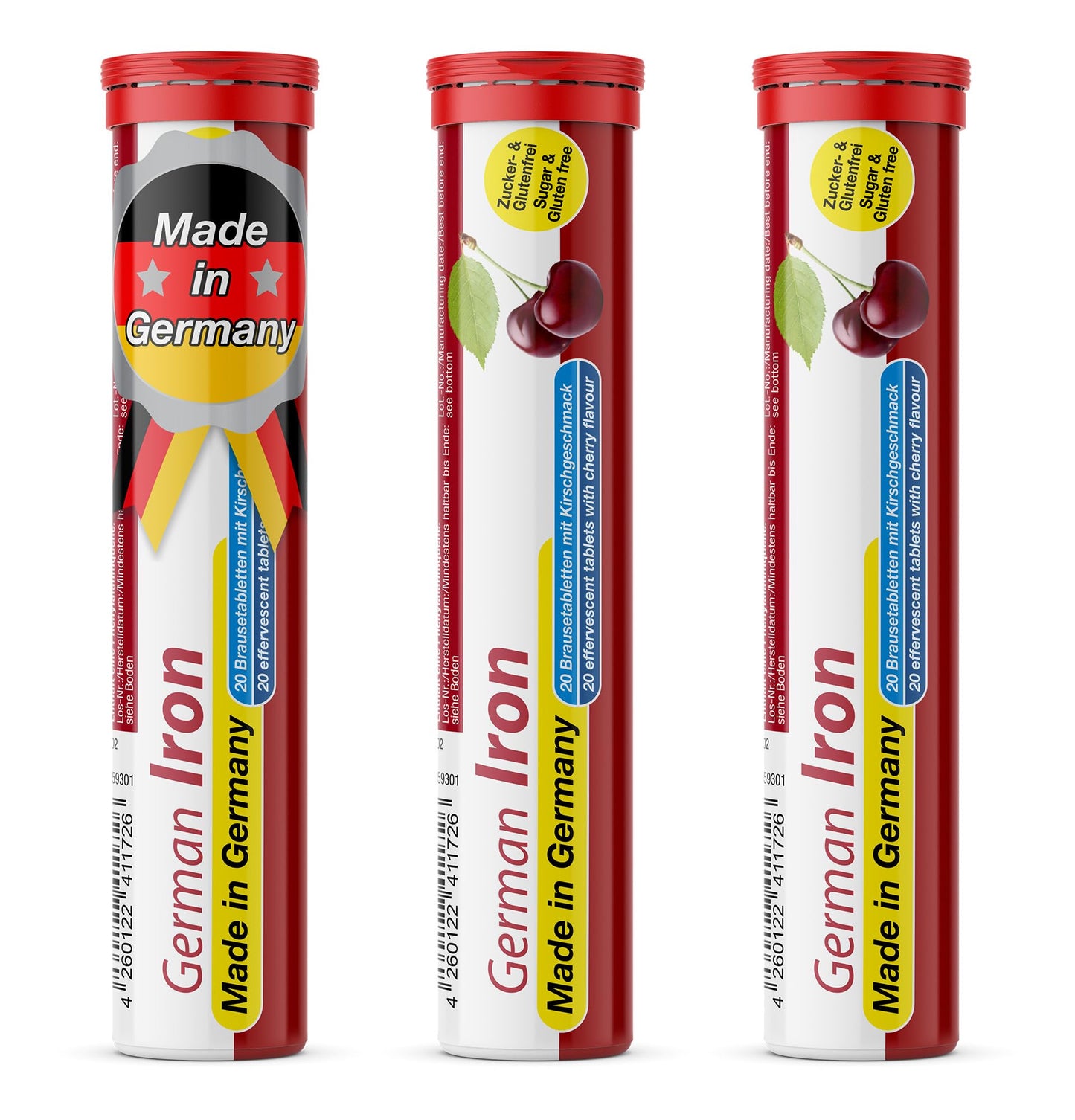 T&D German Iron 14 mg - 60 Vegan Drink Effervescent Tablets - Cherry Flavor - Made in Germany - dailyvitalstore