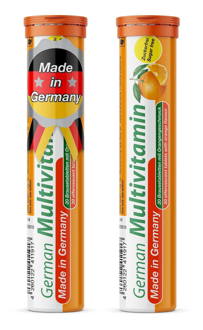 T&D German Multvitamin 10 Vitamins - 40 Vegan Drink Effervescent Tablets - Orange Flavor - dailyvitalstore