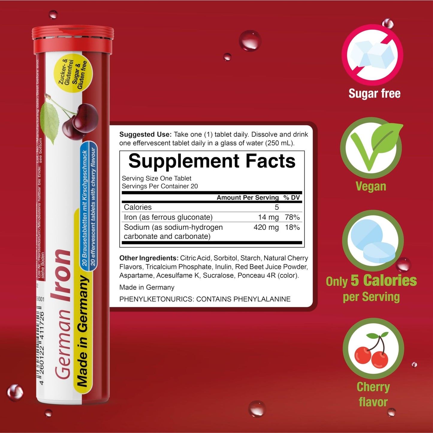 T&D German Vitamin, Minerals - 140 Vegan/Vegetarian Drink Effervescent Tablets - Mixed Fruit Flavor Box - Made in Germany - dailyvitalstore