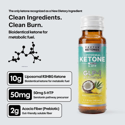 Tecton Ketones Prebiotic for Weight & Appetite Support Pre-Meal – Liposomal Supplement for Men & Women, 5-HTP & Prebiotic Fiber | 10g Exogenous Ketone - dailyvitalstore