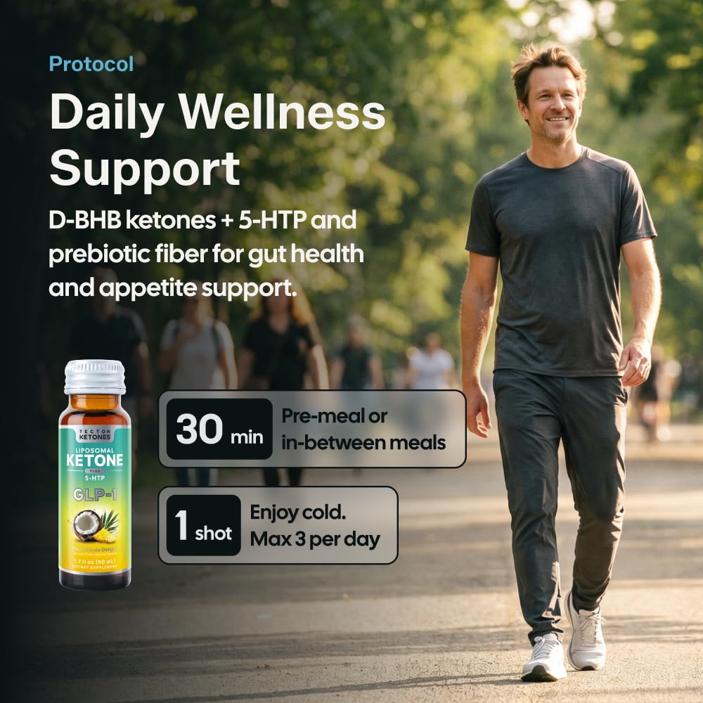 Tecton Ketones Prebiotic for Weight & Appetite Support Pre-Meal – Liposomal Supplement for Men & Women, 5-HTP & Prebiotic Fiber | 10g Exogenous Ketone - dailyvitalstore