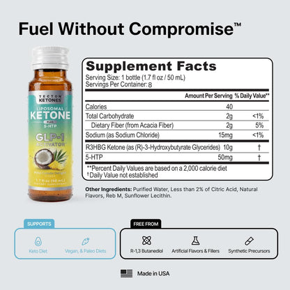 Tecton Ketones Prebiotic for Weight & Appetite Support Pre-Meal – Liposomal Supplement for Men & Women, 5-HTP & Prebiotic Fiber | 10g Exogenous Ketone - dailyvitalstore