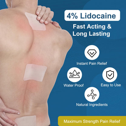 Teemofe 4% Lidocaine Pain Relief Patches – Maximum OTC Strength, Fast-Acting Targeted Relief, 30 Count, for Muscle & Joint Discomfort-0306 - dailyvitalstore