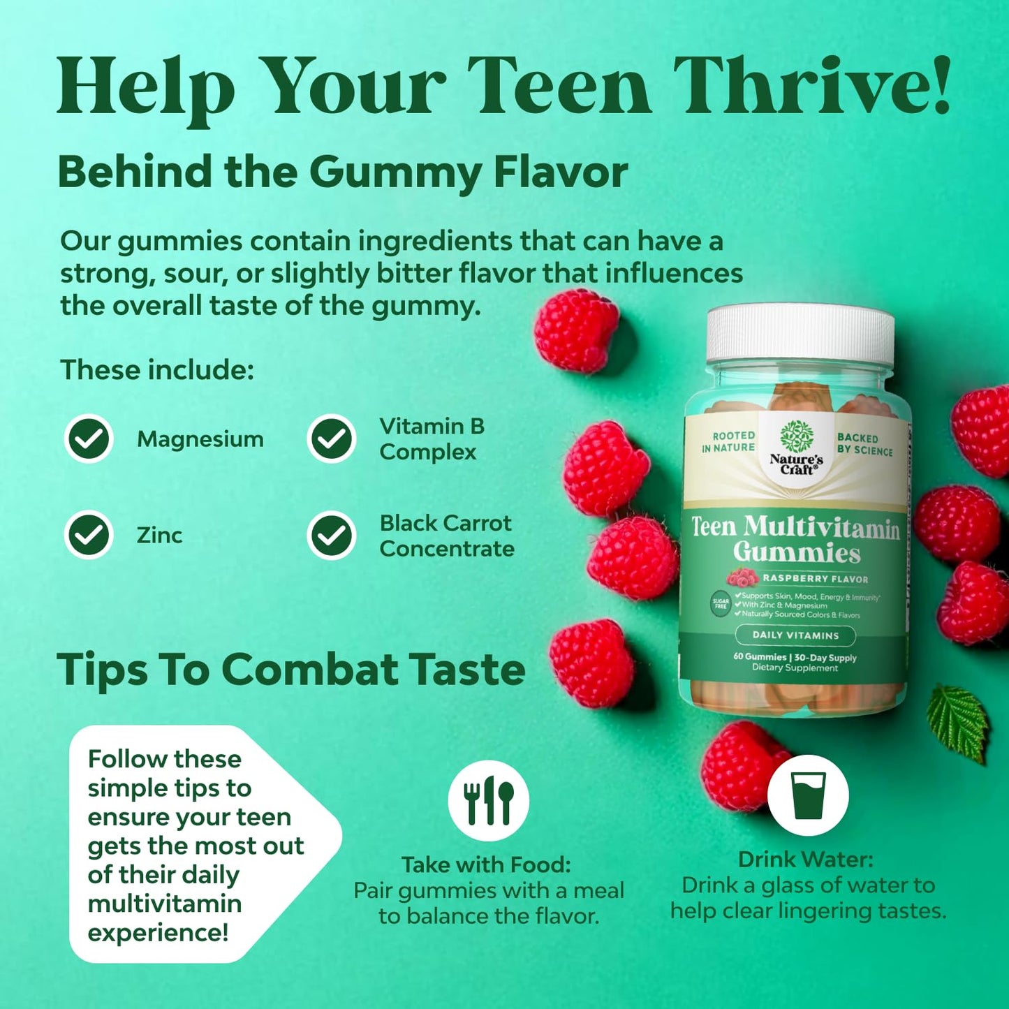 Teen Multivitamin Gummies 12-17 - Teen Boys & Girls Gummy Vitamins for Better Skin, Immune Strength, Mood & Energy Support - Teenage Girl & Boy Supplements - dailyvitalstore