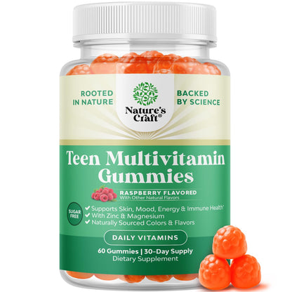 Teen Multivitamin Gummies 12-17 - Teen Boys & Girls Gummy Vitamins for Better Skin, Immune Strength, Mood & Energy Support - Teenage Girl & Boy Supplements - dailyvitalstore