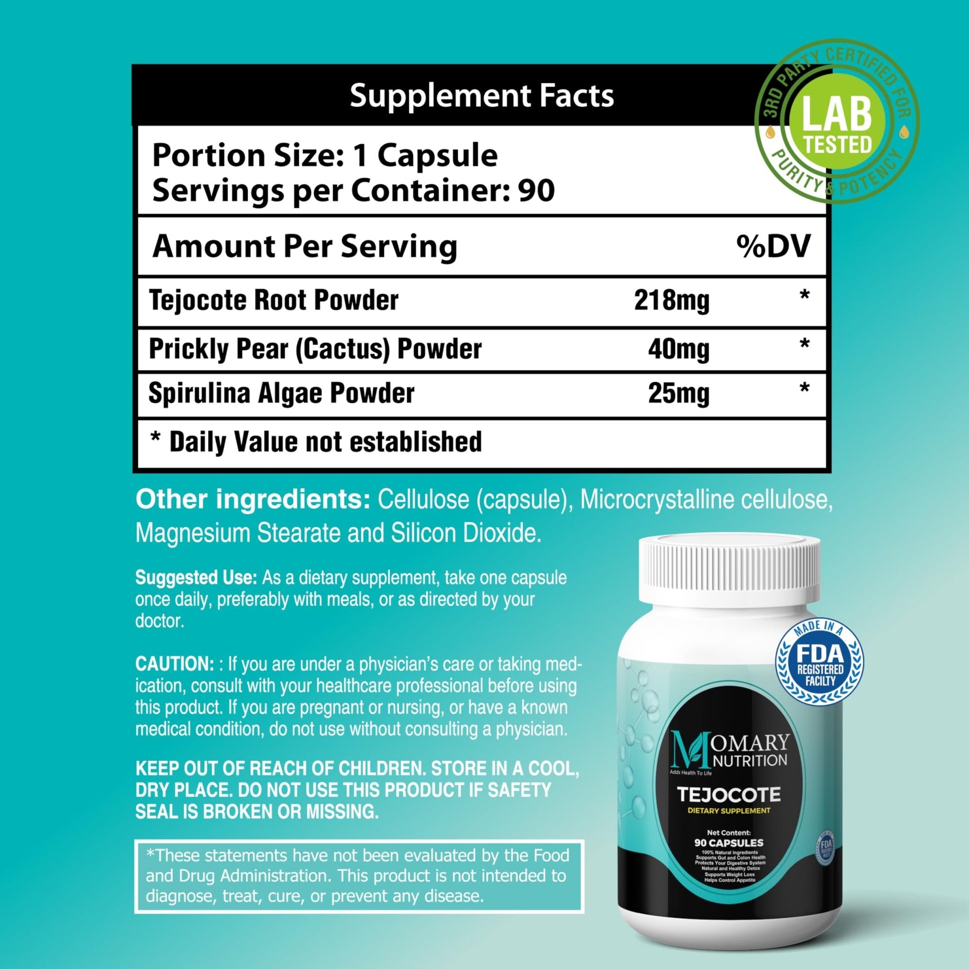Tejocote Root with Spirulina Algae and Nopal Prickly Pear Cactus | Natural Detox & Management Support | Natural upport - dailyvitalstore