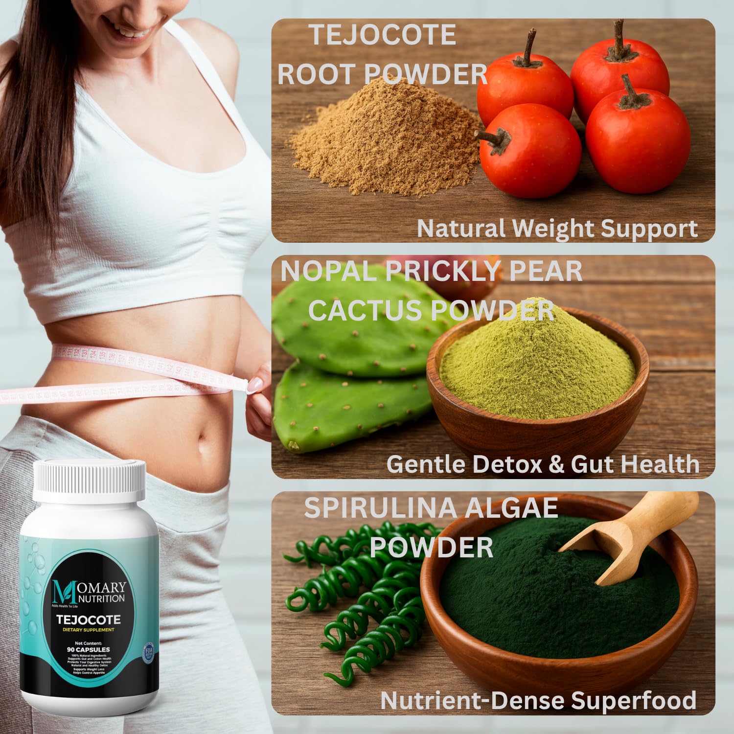 Tejocote Root with Spirulina Algae and Nopal Prickly Pear Cactus | Natural Detox & Management Support | Natural upport - dailyvitalstore