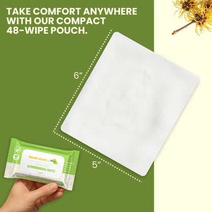Tender Touch Hemorrhoid Wipes with Witch Hazel and Aloe, Flushable Medicated Wipes for Hemorrhoid and Vaginal Relief - Postpartum-Safe, Fragrance-free, Travel Size, 1 Pack, 48-ct. - dailyvitalstore