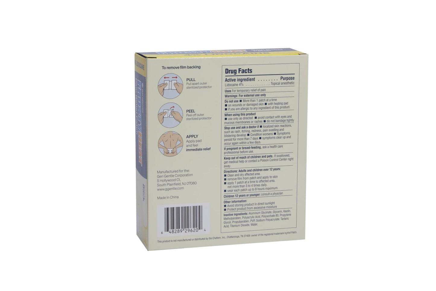 TenderGentle Four Percent Lidocaine Patches - 30 Back Pain Relief Patches with 4% Lidocaine for Aches, Muscle and Joint Discomfort - 3.9" x 5.5" Back, Shoulder, and Neck Pain Patch - dailyvitalstore