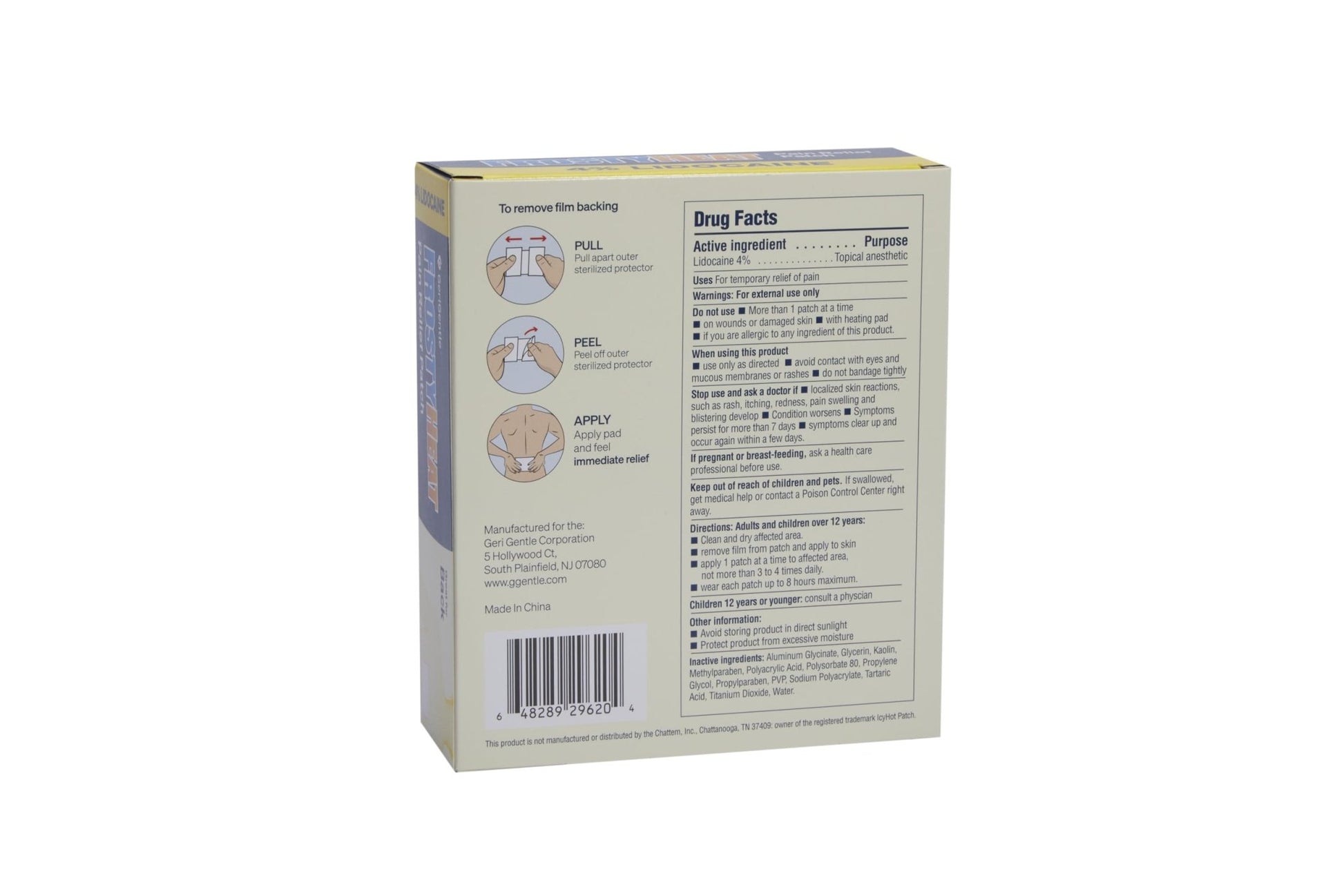 TenderGentle Four Percent Lidocaine Patches - 30 Back Pain Relief Patches with 4% Lidocaine for Aches, Muscle and Joint Discomfort - 3.9" x 5.5" Back, Shoulder, and Neck Pain Patch - dailyvitalstore