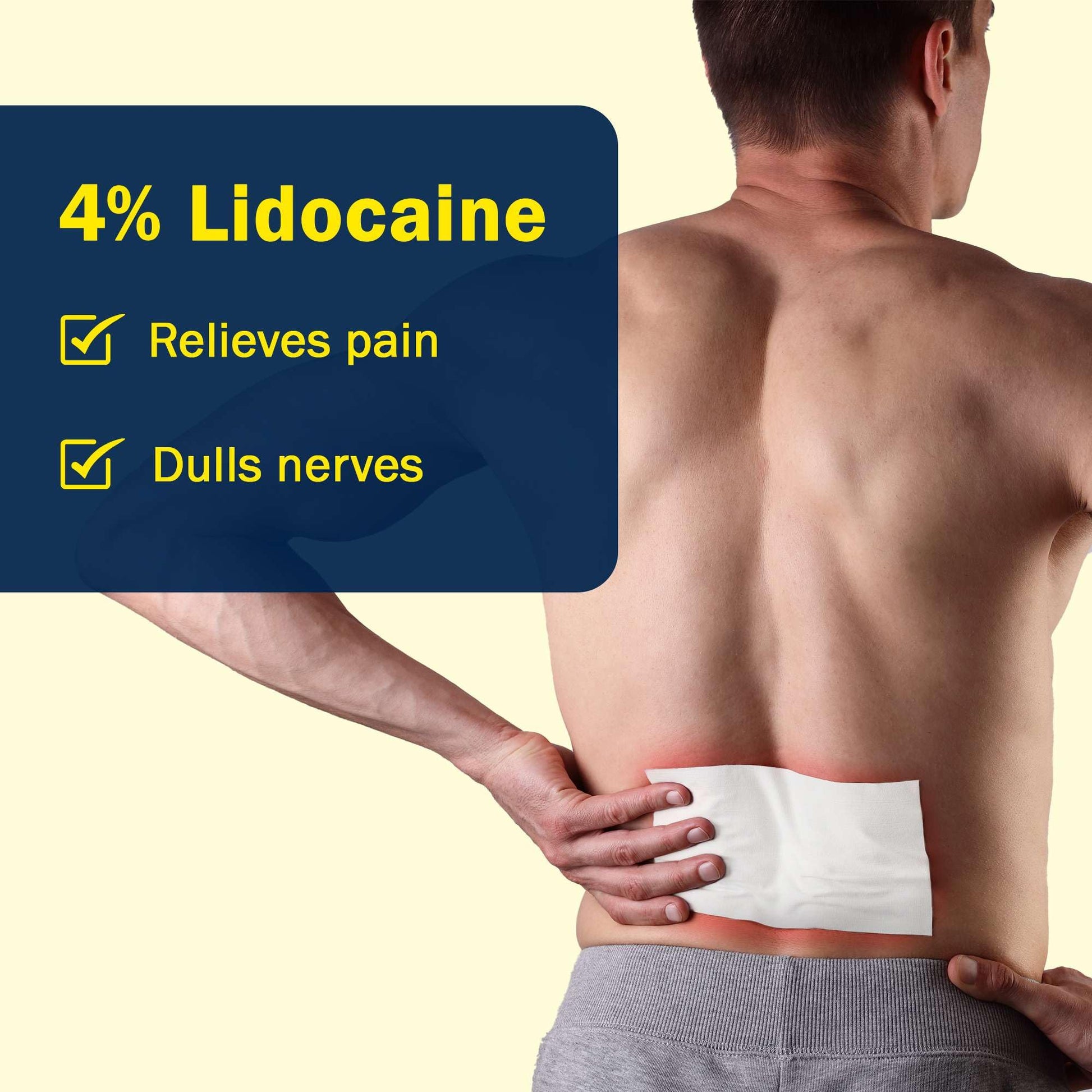 TenderGentle Four Percent Lidocaine Patches - 30 Back Pain Relief Patches with 4% Lidocaine for Aches, Muscle and Joint Discomfort - 3.9" x 5.5" Back, Shoulder, and Neck Pain Patch - dailyvitalstore