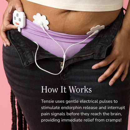 Tensie | Portable Period Pain Relief Device | 30 Gentle, Adjustable Levels for Drug-Free Menstrual Cramp or Lower Back Pain Relief | 10-Hour Battery Life, Rechargeable | Instant Period Cramp Relief - dailyvitalstore