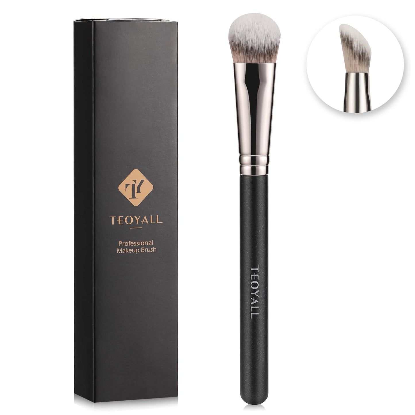 TEOYALL Angled Concealer Brush, Synthetic Contour Brush for Blending Setting Buffing with Liquid, Cream and Powder Cosmetic (Angled Brush) - dailyvitalstore