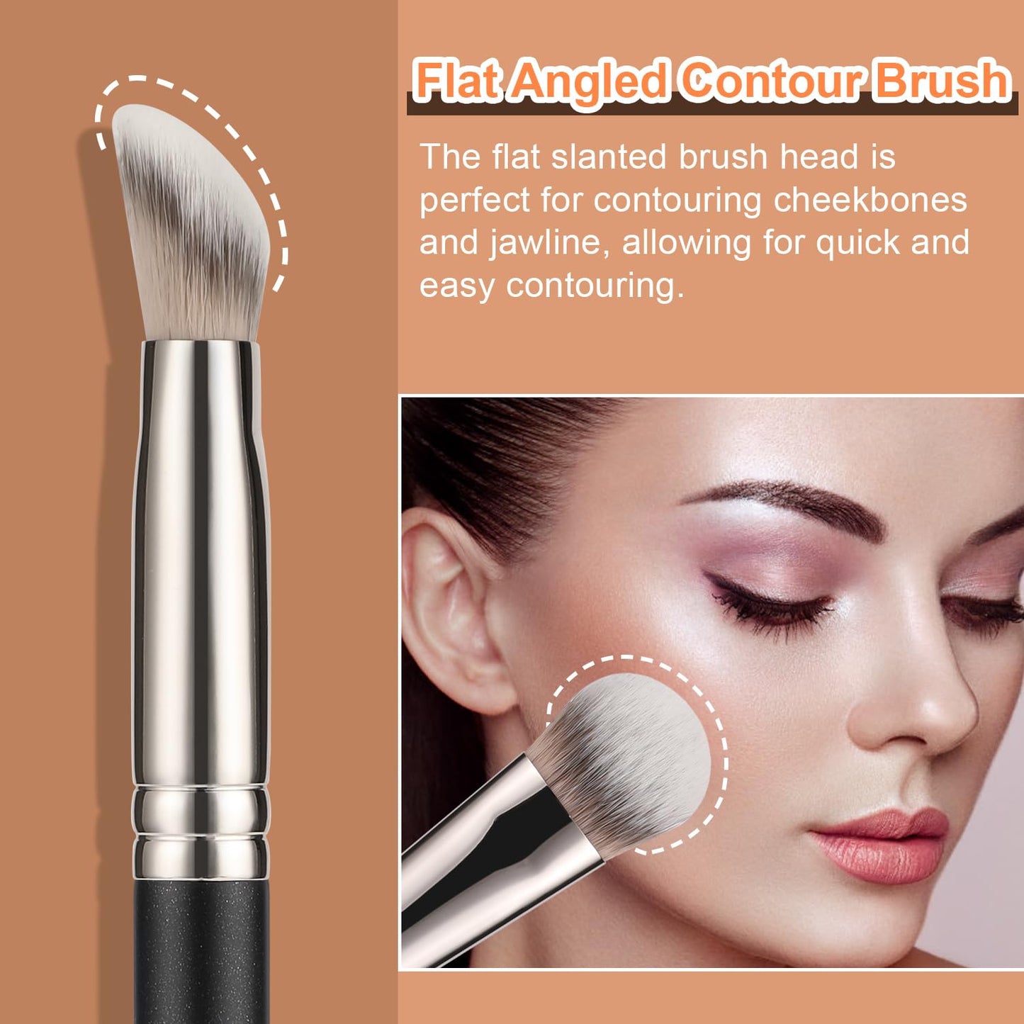 TEOYALL Angled Concealer Brush, Synthetic Contour Brush for Blending Setting Buffing with Liquid, Cream and Powder Cosmetic (Angled Brush) - dailyvitalstore