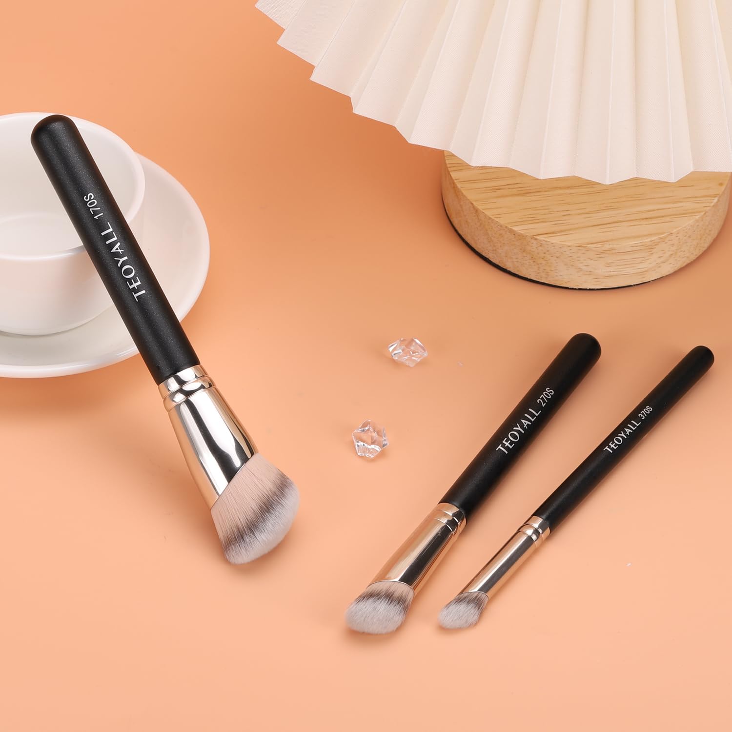 TEOYALL Foundation Contour Conceal Brush Set, 3PCS Angled Synthetic Kabuki Brush for Blending Setting Buffing with Liquid, Cream and Powder Cosmetic (170S/270S/370S) - dailyvitalstore
