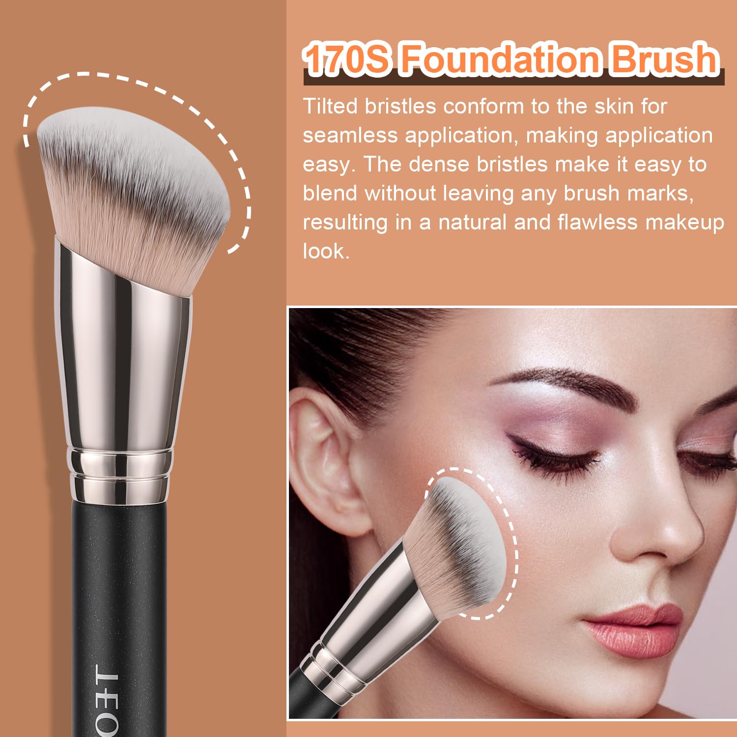 TEOYALL Foundation Contour Conceal Brush Set, 3PCS Angled Synthetic Kabuki Brush for Blending Setting Buffing with Liquid, Cream and Powder Cosmetic (170S/270S/370S) - dailyvitalstore
