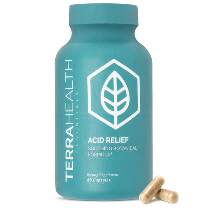 Terra Health Essentials Acid Relief - Plant Based Digestive Support Supplement for Comfortable Gut Function - Lemon Balm, Slippery Elm, Aloe Vera, DGL Licorice - 60 Capsules - dailyvitalstore