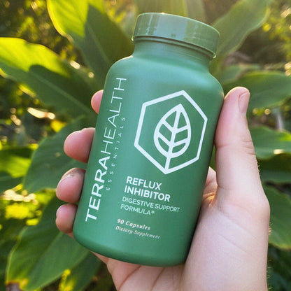 Terra Health Essentials Reflux Inhibitor - Digestive Supplement for Stomach Comfort, Acid Balance & Nutrient Absorption - Betaine HCL with Pepsin - dailyvitalstore