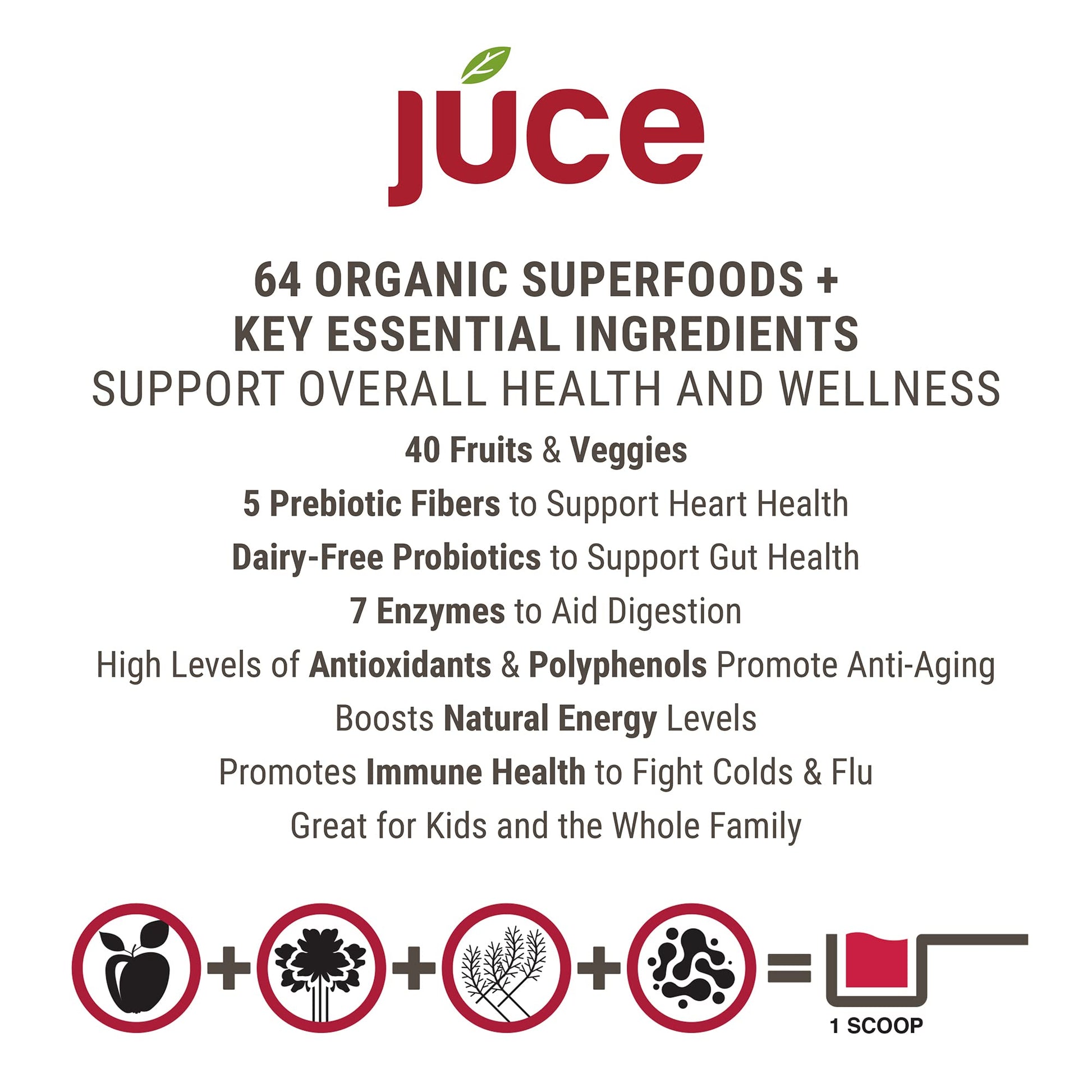 Terra Kai Organics JUCE Reds Organic Superfood Powder - Garden Berry Flavor | Fruit & Veggie Powder for Everyone w/64 Immune Boosting Superfood Plus Probiotics for Gut Health | 20 Servings (230g) - dailyvitalstore