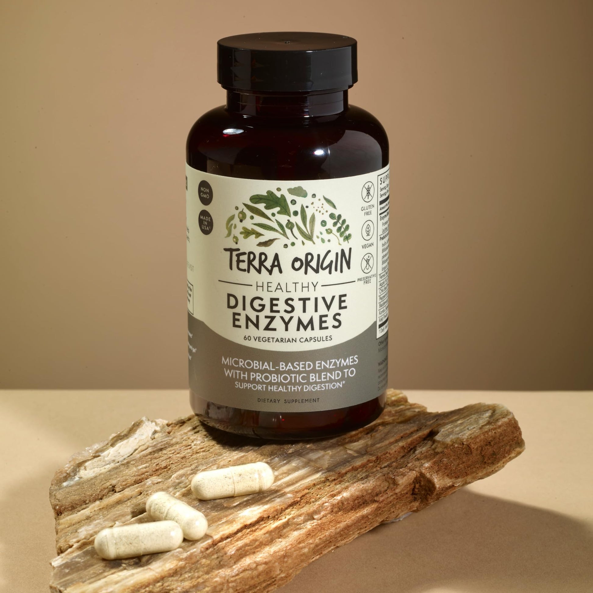 TERRA ORIGIN Digestive Enzymes with Probiotics & Prebiotics | 60 Capsules | Supports Digestive Gut Health | Non GMO, Gluten Free, - dailyvitalstore