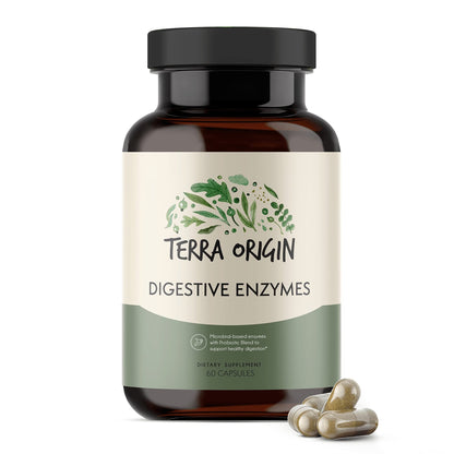 TERRA ORIGIN Digestive Enzymes with Probiotics & Prebiotics | 60 Capsules | Supports Digestive Gut Health | Non GMO, Gluten Free, - dailyvitalstore
