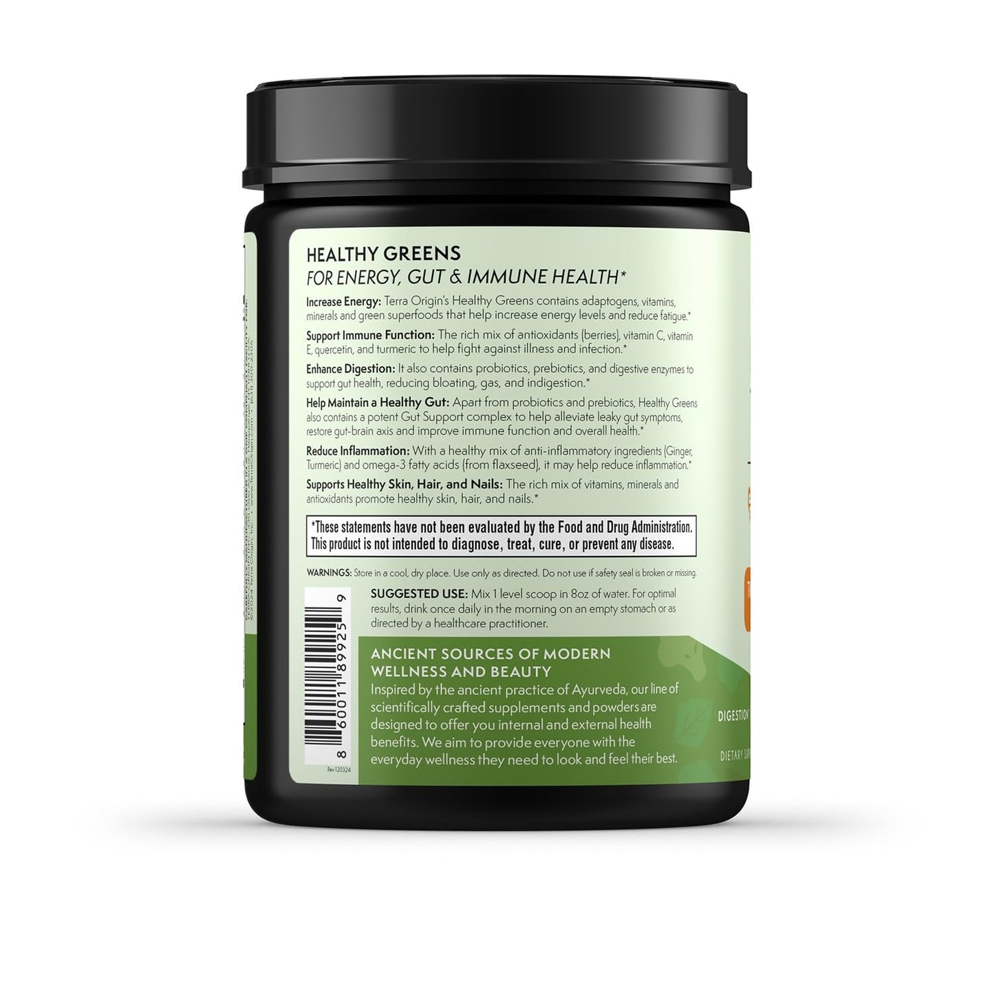 TERRA ORIGIN Healthy Greens Powder Supplement | Superfood Digestive Enzyme & Probiotic Blends | Immune, Gut, and Digestive Support for Women - dailyvitalstore