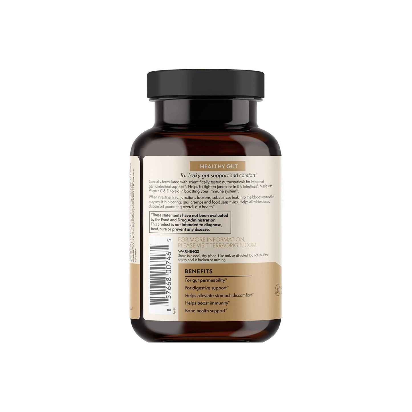 TERRA ORIGIN Healthy Gut Capsules with Immunity Boost | 90 Capsules | Non GMO, Gluten Free, Dairy Free | Digestive Support for Men and Women - dailyvitalstore