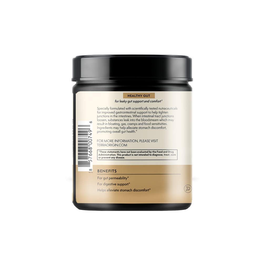 TERRA ORIGIN Healthy Gut Peach Banana | 30-Servings with L-Glutamine, Zinc, Glucosamine, Slippery Elm Bark, Marshmallow Root and More! - dailyvitalstore