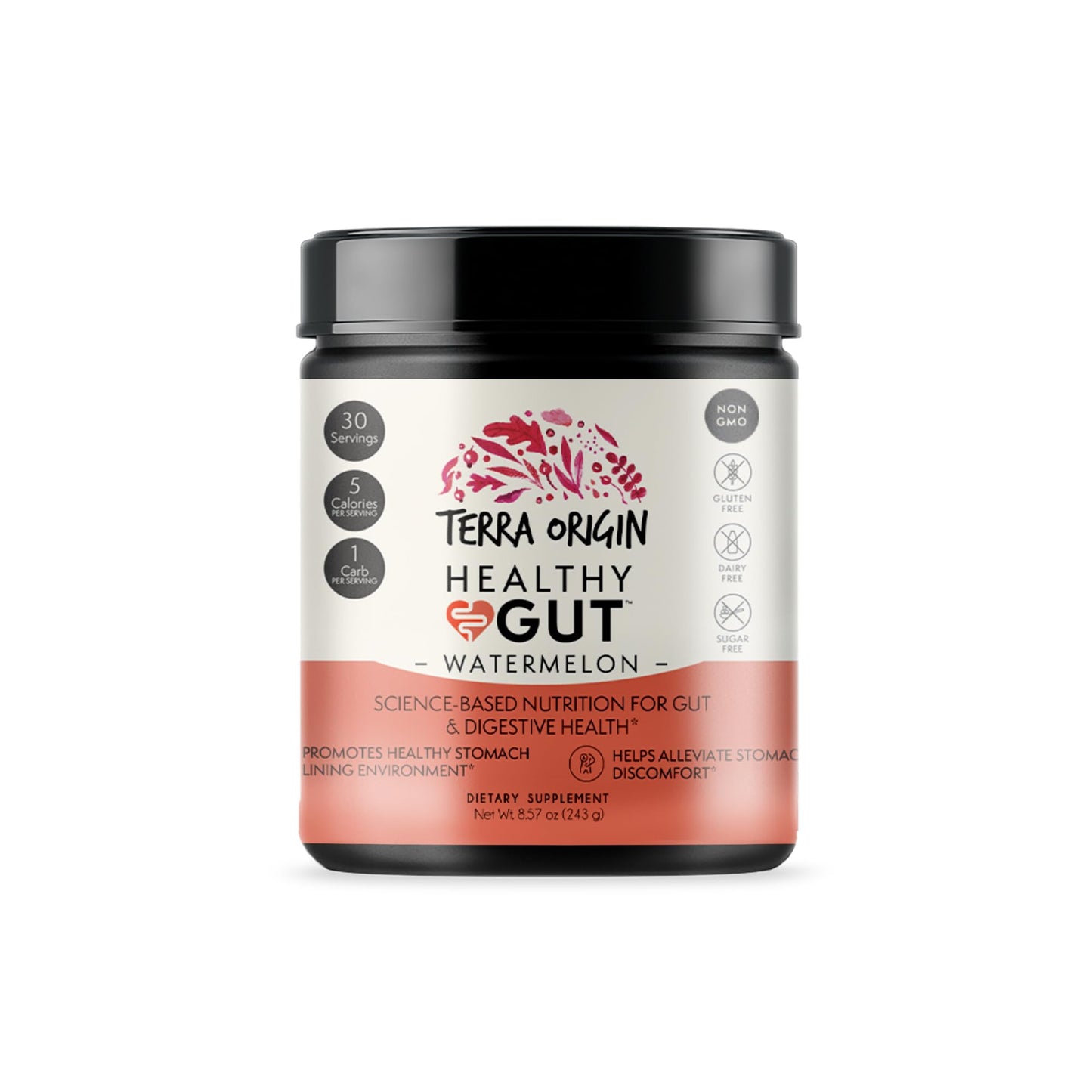 TERRA ORIGIN Healthy Gut Watermelon | 30-Servings with L-Glutamine, Zinc, Glucosamine, Slippery Elm Bark, Marshmallow Root and More! - dailyvitalstore