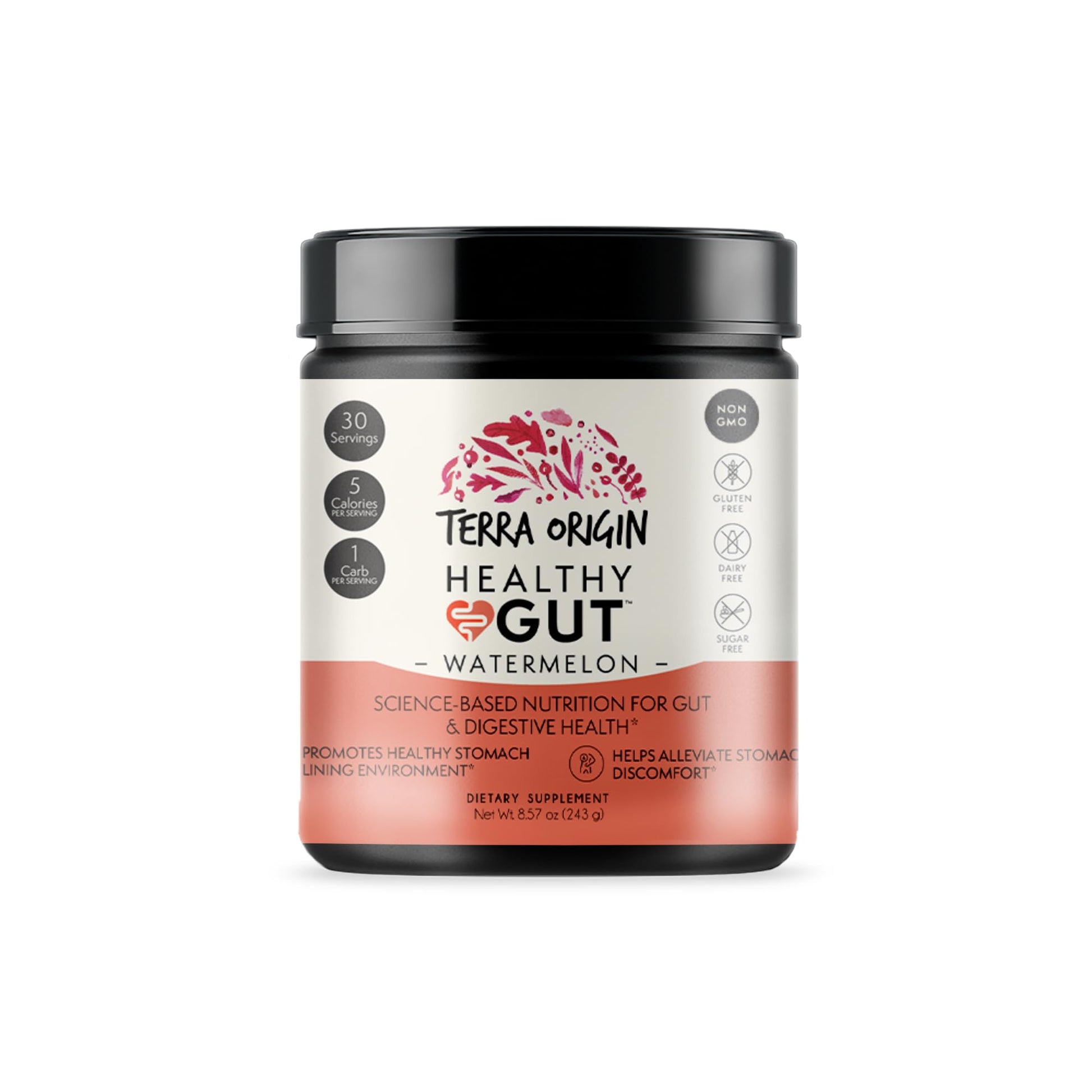 TERRA ORIGIN Healthy Gut Watermelon | 30-Servings with L-Glutamine, Zinc, Glucosamine, Slippery Elm Bark, Marshmallow Root and More! - dailyvitalstore