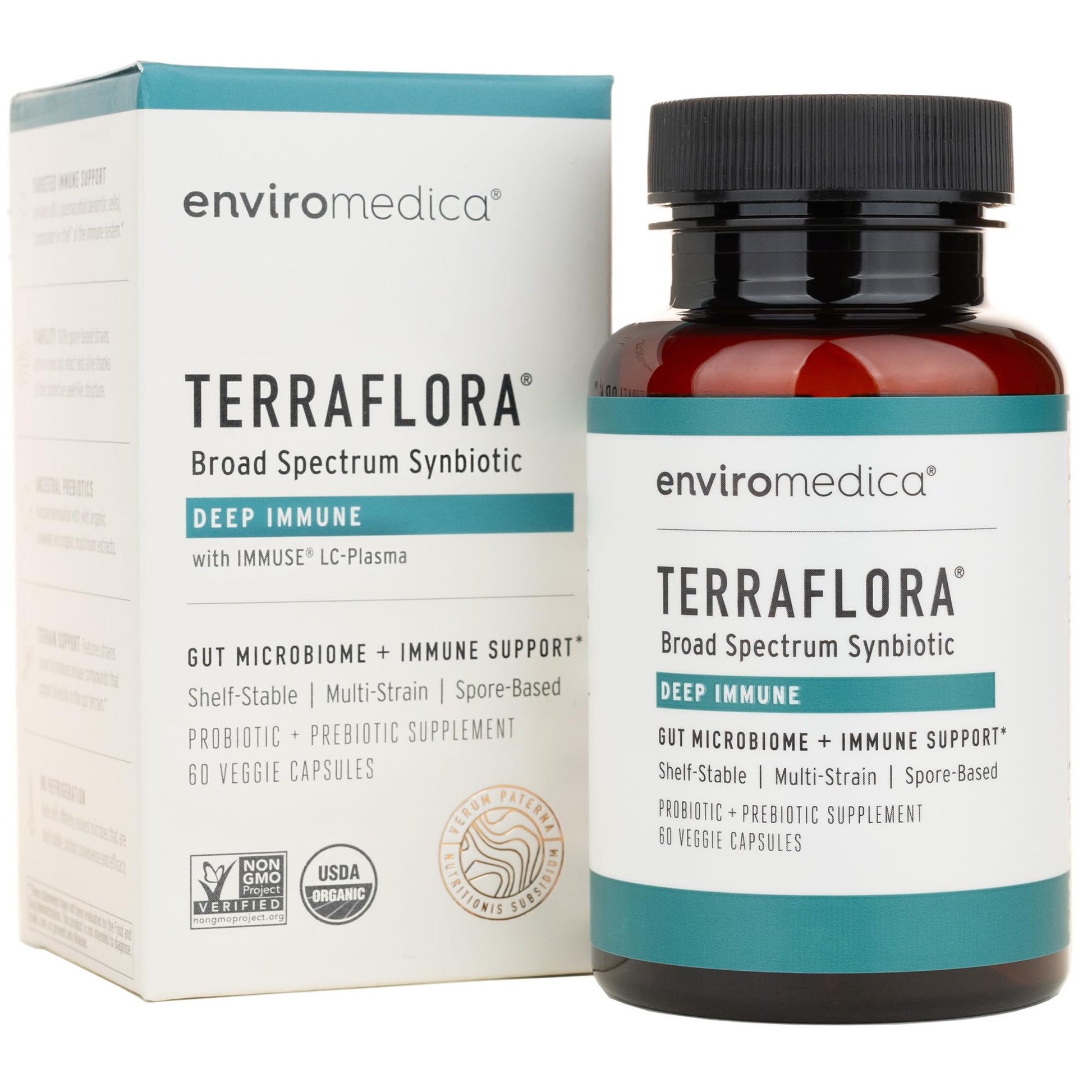 Terraflora Deep Immune Synbiotic- SBO Probiotic and Prebiotic, Immune Support, Gut Health, Soil Based Spore Pre and Probiotics for Women and Men, LC-Plasma, Bacillus Coagulans, Subtilis, 60 Capsules - dailyvitalstore