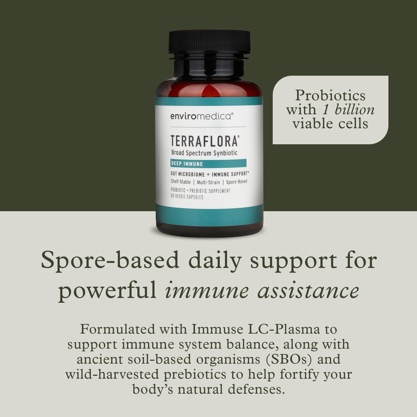 Terraflora Deep Immune Synbiotic- SBO Probiotic and Prebiotic, Immune Support, Gut Health, Soil Based Spore Pre and Probiotics for Women and Men, LC-Plasma, Bacillus Coagulans, Subtilis, 60 Capsules - dailyvitalstore