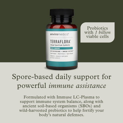 Terraflora Deep Immune Synbiotic- SBO Probiotic and Prebiotic, Immune Support, Gut Health, Soil Based Spore Pre and Probiotics for Women and Men, LC-Plasma, Bacillus Coagulans, Subtilis, 60 Capsules - dailyvitalstore