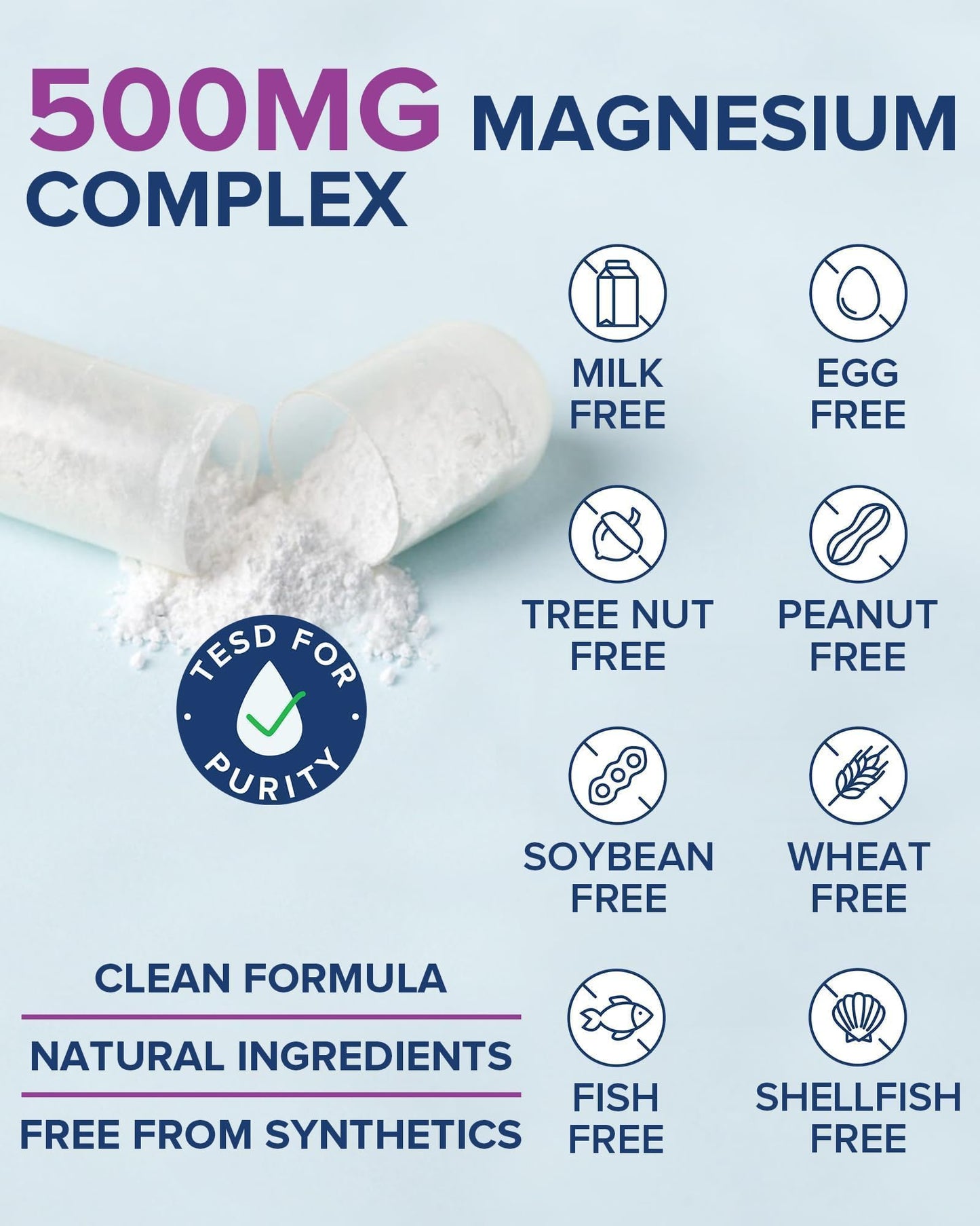 Terranics 5-in-1 Magnesium Complex Supplement 500mg - 5 Forms High Absorption Magnesium Glycinate Citrate Malate Aspartate Gluconate for Sleep Heart Health - Non-GMO 120 Vegan Capsules - dailyvitalstore