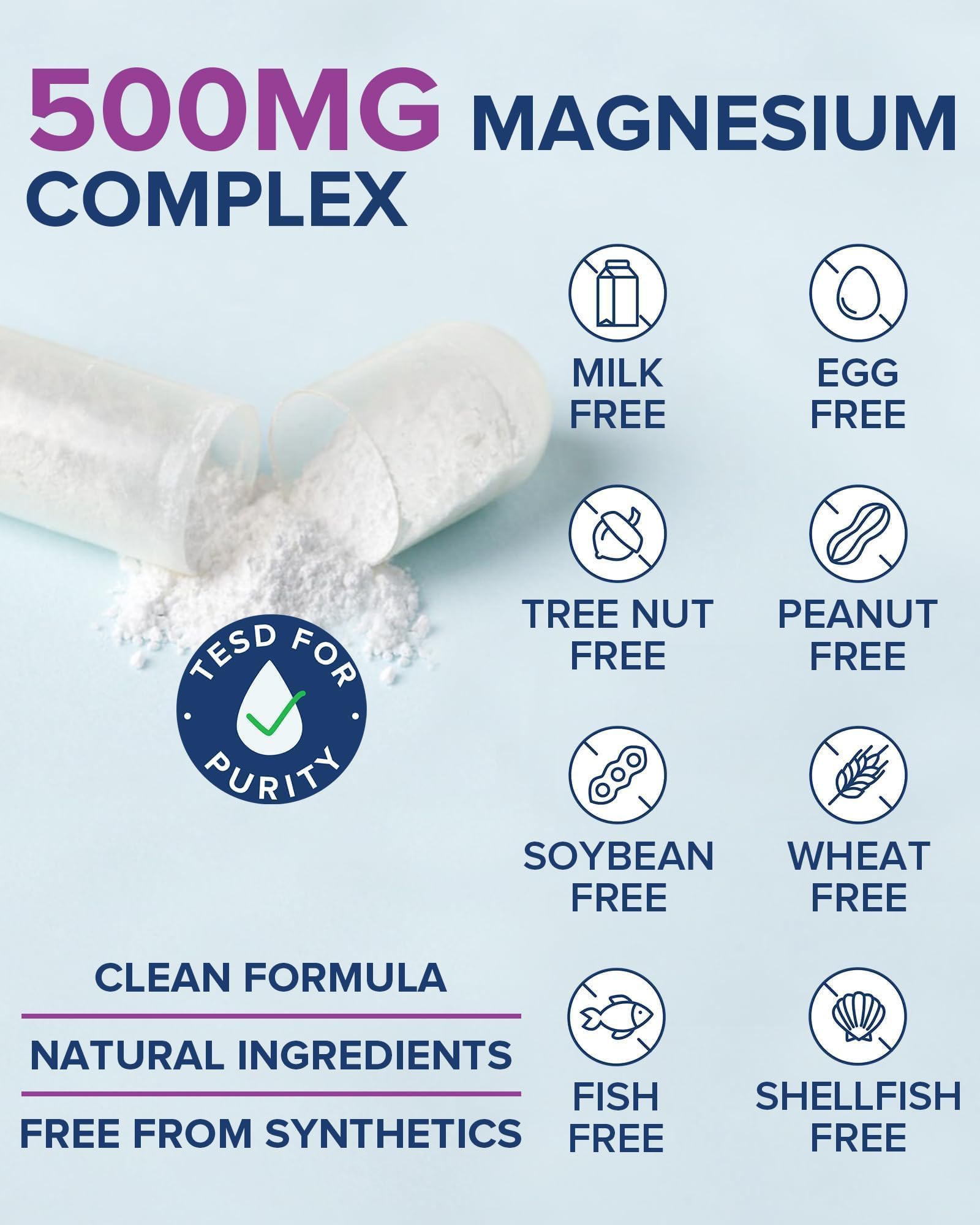 Terranics 5-in-1 Magnesium Complex Supplement 500mg - 5 Forms High Absorption Magnesium Glycinate Citrate Malate Aspartate Gluconate for Sleep Heart Health - Non-GMO 120 Vegan Capsules - dailyvitalstore