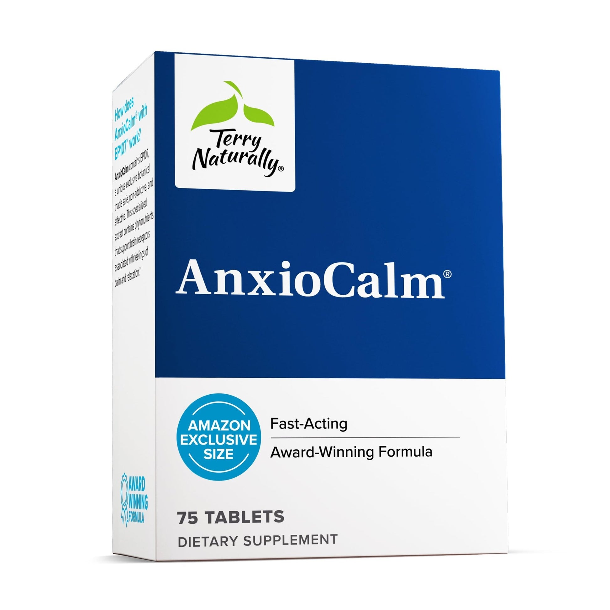 Terry Naturally AnxioCalm - 75 Tablets - Fast-Acting, Non-Drowsy, Non-Addictive Formula - Safe for Adults & Children 4+ Years - Non-GMO - 37 Servings - dailyvitalstore