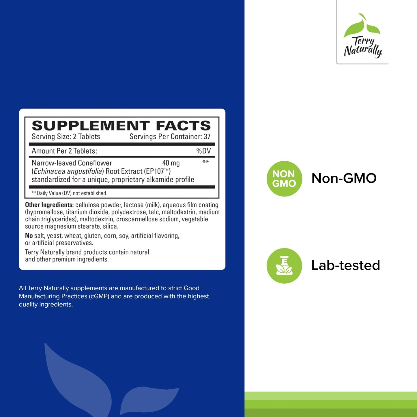 Terry Naturally AnxioCalm - Calming Support Supplement - Supports Against Occasional Tension & Aids Calm Feelings with Narrow-Leaved Coneflower - Non-Drowsy Supplement - 75 Tablets - dailyvitalstore