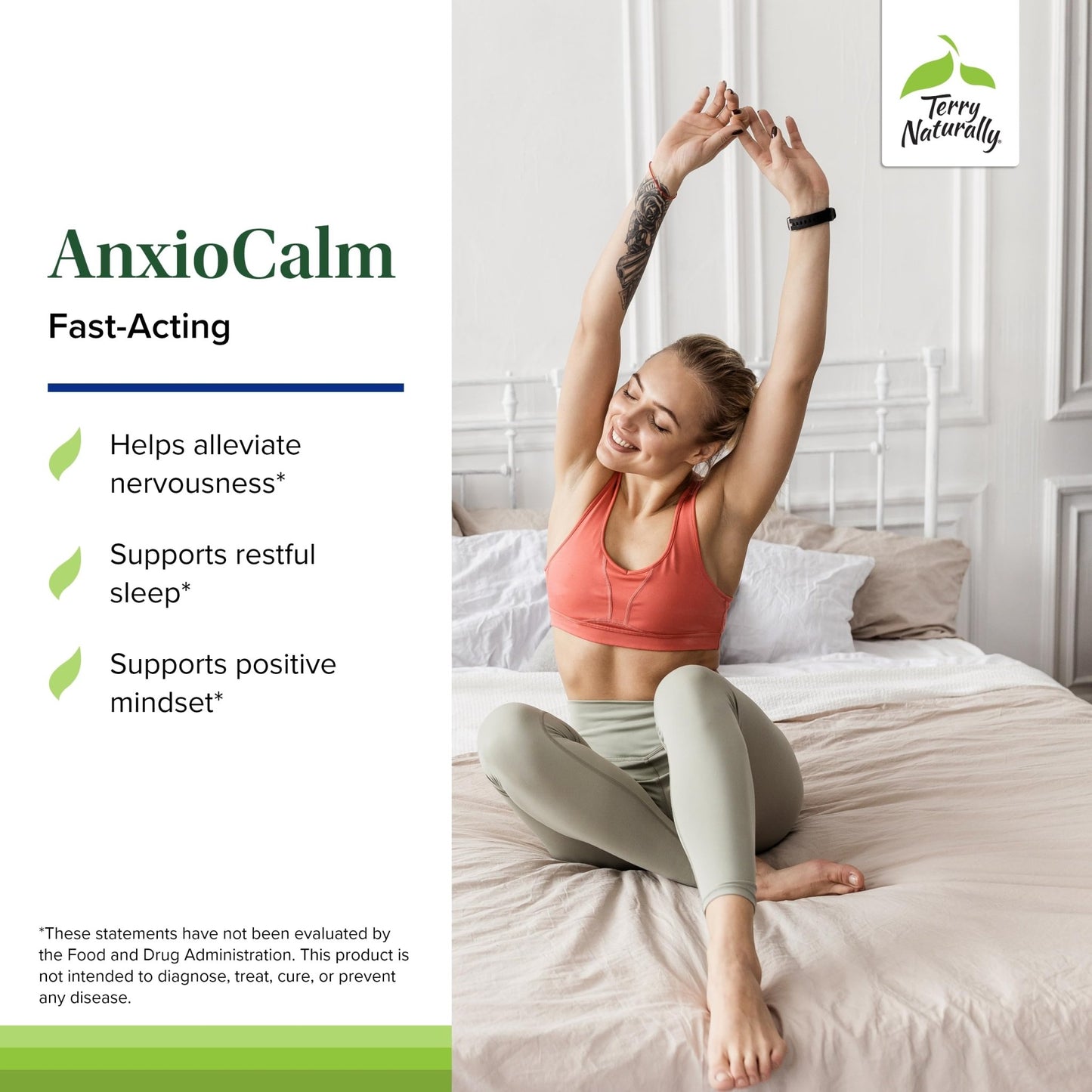 Terry Naturally AnxioCalm - Calming Support Supplement - Supports Against Occasional Tension & Aids Calm Feelings with Narrow-Leaved Coneflower - Non-Drowsy Supplement - 75 Tablets - dailyvitalstore